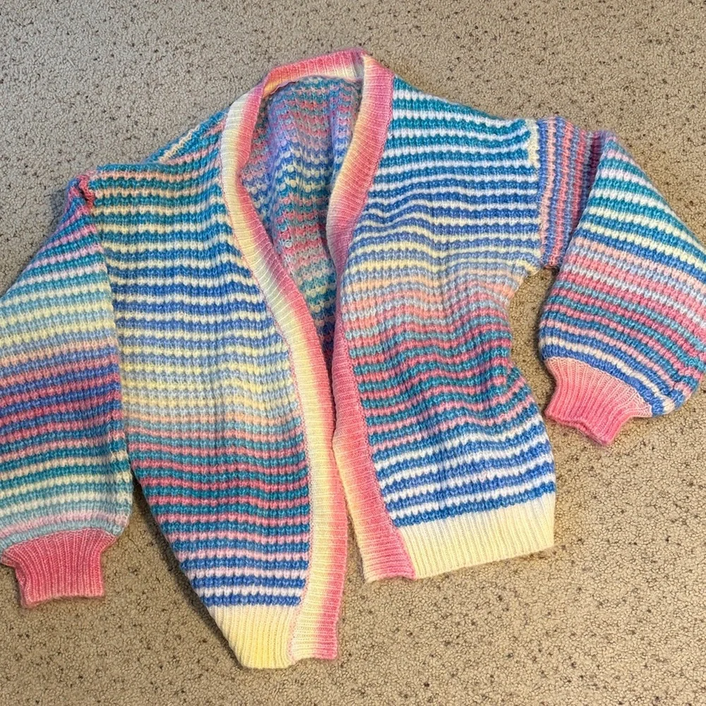 Pink lily rainbow sweater cardigan nwot - Picture 2 of 6